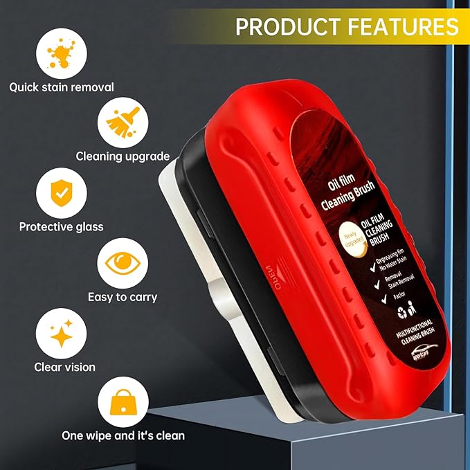 20% OFF🧼Automotive Oil Film Cleaning Brush, Reusable Windshield Glass Coating,Creative Portable Glass Cleaning Board for All Cars